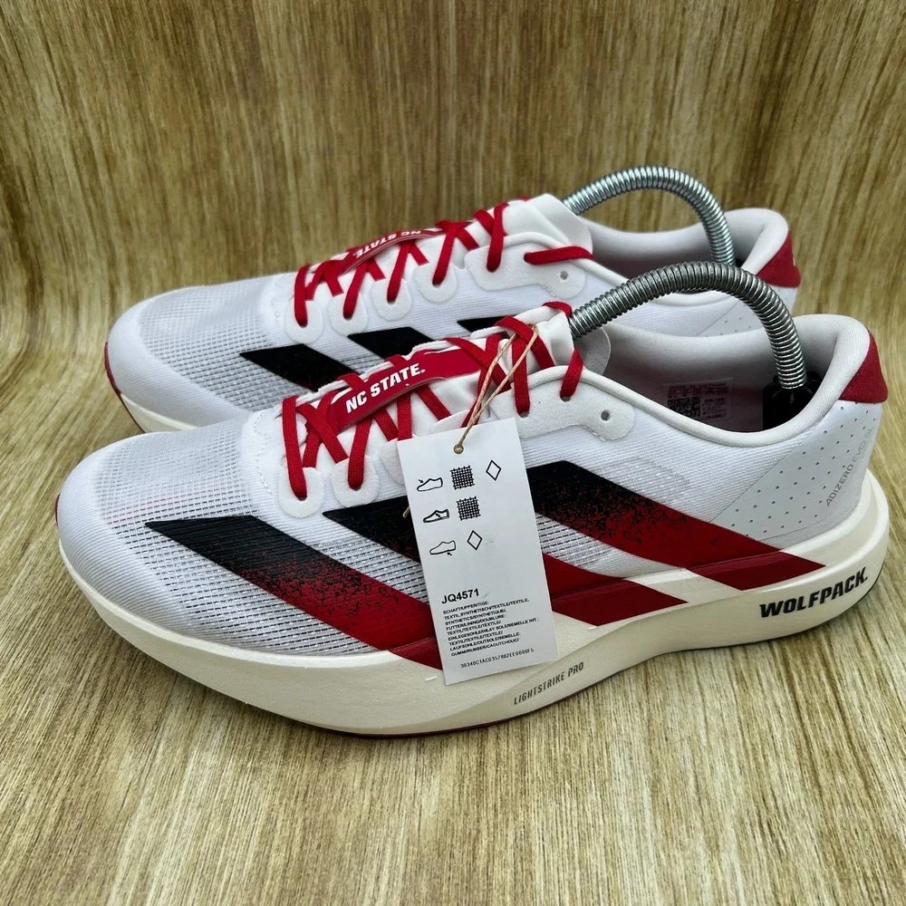 Adidas Adizero Evo SL NC State Wolfpack Mens 6 Women's 7 White Red Shoes JQ4571